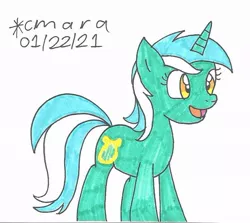 Size: 943x843 | Tagged: safe, artist:cmara, derpibooru import, lyra heartstrings, pony, unicorn, female, image, jpeg, mare, open mouth, simple background, solo, traditional art, white background