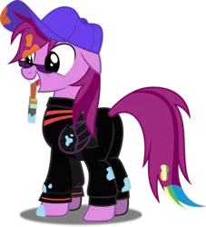 Size: 645x710 | Tagged: safe, derpibooru import, edit, editor:soulless pinkamena, vector edit, oc, oc:soulless pinkamena, unofficial characters only, pegasus, pony, cap, clothes, floppy ears, hat, image, male, open mouth, paint, paint on fur, paintbrush, png, simple background, smiling, solo, sunglasses, transparent background, vector
