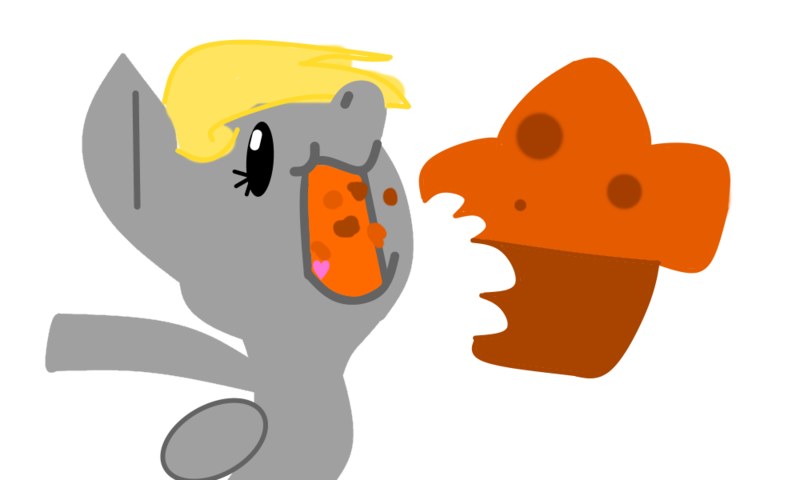 Size: 1000x600 | Tagged: safe, anonymous artist, derpibooru import, derpy hooves, pegasus, pony, beady eyes, drawthread, eating, food, image, muffin, open mouth, png, requested art, simple background, solo, transparent background