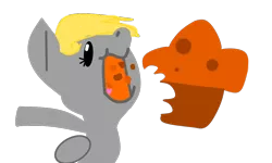 Size: 1000x600 | Tagged: safe, anonymous artist, derpibooru import, derpy hooves, pegasus, pony, beady eyes, drawthread, eating, food, image, muffin, open mouth, png, requested art, simple background, solo, transparent background