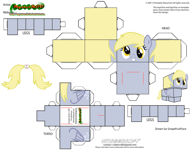 Size: 2979x2354 | Tagged: safe, artist:grapefruitface1, derpibooru import, derpy hooves, arts and crafts, craft, cubeecraft, image, papercraft, png, printable, solo, template