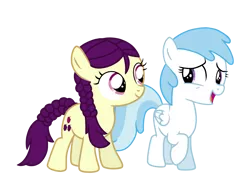 Size: 1280x960 | Tagged: safe, artist:itsamediamondtiara, derpibooru import, boysenberry, cotton cloudy, earth pony, pegasus, pony, best friends, boysenbetes, chatting, cottonbetes, cute, cutie mark, female, filly, folded wings, image, png, simple background, talking, transparent background, vector, wings