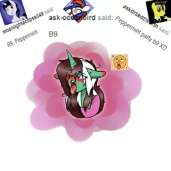 Size: 1000x1000 | Tagged: suggestive, artist:kaggy009, derpibooru import, oc, oc:peppermint pattie (unicorn), pony, unicorn, ahegao, ask peppermint pattie, emoji, image, jpeg, open mouth, solo, tongue out