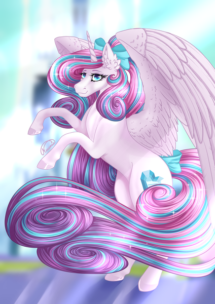 Size: 2480x3508 | Tagged: safe, artist:nuumia, derpibooru import, princess flurry heart, pony, bow, hair bow, image, older, png, solo