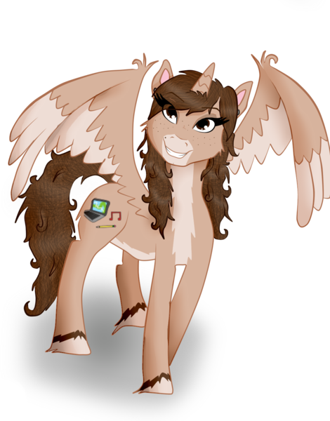 Size: 1130x1444 | Tagged: safe, artist:twin-fan, derpibooru import, oc, unofficial characters only, alicorn, pony, alicorn oc, ear piercing, female, grin, horn, image, mare, piercing, png, simple background, smiling, solo, transparent background, two toned wings, unshorn fetlocks, wings