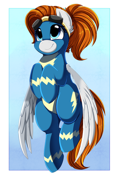 Size: 2400x3509 | Tagged: safe, artist:pridark, derpibooru import, oc, oc:sky chase, unofficial characters only, pegasus, pony, clothes, commission, cute, goggles, high res, image, ocbetes, png, solo, uniform, wonderbolts uniform