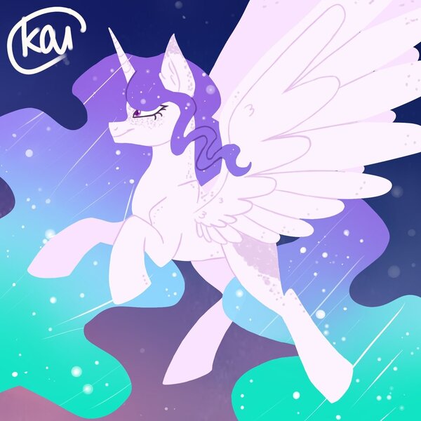 Size: 1080x1080 | Tagged: safe, artist:kaifeather, derpibooru import, oc, oc:velvet dream, unofficial characters only, alicorn, alicorn oc, ethereal mane, female, horn, image, jpeg, magical lesbian spawn, offspring, parent:princess celestia, parent:princess luna, parents:princest, product of incest, solo, wings