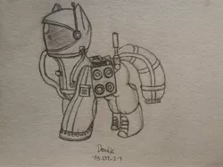 Size: 4608x3456 | Tagged: safe, artist:donnik, derpibooru import, pony, astroneer, bag, helmet, image, jpeg, saddle bag, solo, spacesuit