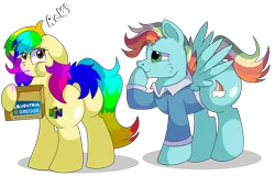 Size: 9400x6000 | Tagged: safe, artist:rainbowtashie, author:bigonionbean, derpibooru import, bow hothoof, gentle breeze, oc, oc:creamy clouds, oc:rainbow tashie, earth pony, pegasus, pony, butt, clothes, commissioner:bigonionbean, cutie mark, embarrassed, extra thicc, female, flank, food, fusion, fusion:creamy clouds, image, male, mare, plot, png, simple background, stallion, sweater vest, transparent background