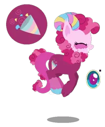 Size: 478x581 | Tagged: safe, artist:pegasister64, artist:selenaede, derpibooru import, oc, oc:raspberry streudel, unofficial characters only, base used, female, image, interspecies offspring, offspring, parent:discord, parent:pinkie pie, parents:discopie, png, pronking, simple background, solo, transparent background