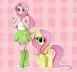 Size: 4096x3812 | Tagged: safe, artist:kittyrosie, derpibooru import, fluttershy, human, pegasus, pony, equestria girls, blue background, blushing, breasts, busty fluttershy, cleavage, cute, female, heart eyes, human coloration, human ponidox, humanized, image, jpeg, mare, self ponidox, shy, shyabetes, simple background, sleeveless, wingding eyes