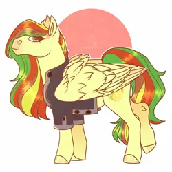 Size: 900x900 | Tagged: safe, artist:sadelinav, derpibooru import, oc, oc:ember, pegasus, pony, clothes, female, image, jacket, jpeg, mare, solo