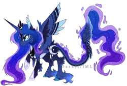 Size: 5065x3428 | Tagged: safe, artist:darkjillmlp123, derpibooru import, princess luna, pony, alternate design, augmented tail, image, png, simple background, solo, transparent background