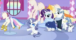 Size: 1280x681 | Tagged: safe, artist:brooklynsentryyt, derpibooru import, fancypants, rarity, oc, pony, the last problem, base used, clothes, dress, family, female, filly, image, jpeg, male, offspring, parent:fancypants, parent:rarity, parents:raripants, raripants, shipping, straight