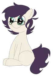 Size: 1400x2000 | Tagged: safe, artist:minus, derpibooru import, oc, unofficial characters only, earth pony, pony, derpibooru community collaboration, 2021 community collab, colored, colt, cute, derpibooru exclusive, digital art, foal, glasses, green eyes, happy, image, male, png, simple background, sitting, smiling, solo, transparent background, vector