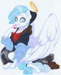 Size: 2917x3602 | Tagged: safe, artist:frozensoulpony, derpibooru import, oc, oc:ollie, pegasus, pony, clothes, image, jpeg, solo, traditional art