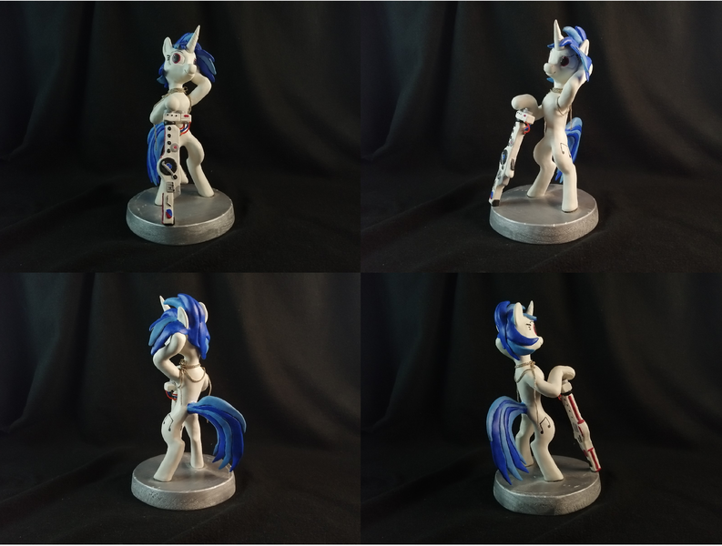 Size: 3185x2409 | Tagged: safe, artist:bomzzzik, derpibooru import, vinyl scratch, pony, unicorn, bass cannon, dubstep gun, female, figure, figurine, handmade, image, photo, png, solo