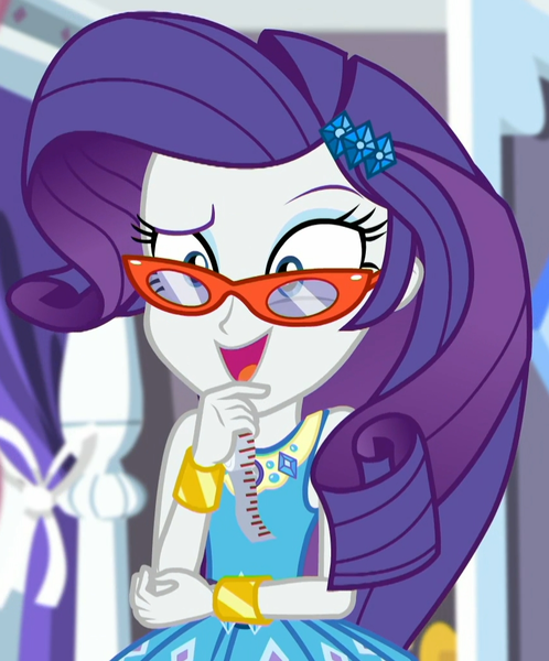 Size: 851x1025 | Tagged: safe, derpibooru import, screencap, rarity, costume conundrum, equestria girls, equestria girls series, spoiler:eqg series (season 2), costume conundrum: rarity, cropped, female, geode of shielding, glasses, image, magical geodes, png, rarity's glasses, solo