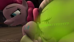 Size: 1920x1080 | Tagged: suggestive, artist:gassy fluttershy, artist:official_dj_scr4tchk4t, derpibooru import, fluttershy, pinkie pie, earth pony, pony, 3d, butt, face fart, fart, fart fetish, fart sniffing, female, fetish, image, mare, olfactophilia, plot, png, raised tail, sfm pony, source filmmaker, tail