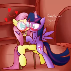 Size: 3300x3300 | Tagged: suggestive, artist:mr-degration, derpibooru import, fluttershy, twilight sparkle, twilight sparkle (alicorn), alicorn, pegasus, pony, blushing, bondage, chair, drool, female, femsub, floating heart, fluttersub, glowing horn, heart, heart eyes, horn, hypnosis, image, lesbian, looking into each others eyes, magic, png, rope, rope bondage, shipping, submissive, tied up, twidom, twishy, want it need it, wingding eyes