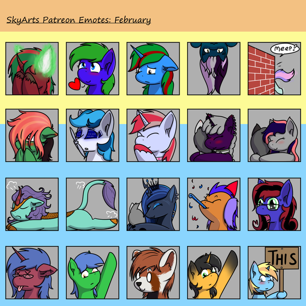 Size: 1500x1500 | Tagged: safe, artist:skydreams, derpibooru import, oc, oc:ambrosia firehoof, oc:aqua grass, oc:blissy, oc:cade quantum, oc:cinnamon lightning, oc:dioxin, oc:galaxy rose, oc:lady foxtrot, oc:mint chaser, oc:queen lahmia, oc:scaramouche, oc:searing cold, oc:skitzy, oc:skydreams, oc:sparky showers, oc:staticspark, oc:tail winds, oc:undine, oc:wander bliss, alicorn, bat pony, bat pony alicorn, changeling, changeling queen, earth pony, kirin, original species, pegasus, plane pony, pony, red panda, unicorn, bat wings, blue screen of death, blushing, brick wall, collar, confetti, disguise, disguised changeling, ear piercing, emoji, emotes, excited, female, fire, flump, giggling, glasses, green fire, hanging, hanging upside down, hat, heart, hiding, hiding behind mane, horn, horn piercing, hug, image, looking up, male, mare, owo, party hat, patreon, patreon reward, piercing, plane, png, pointing, sad, sign, stallion, starry eyes, submissive, tired, tongue out, upside down, wingding eyes, wings, x eyes