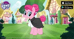 Size: 1200x630 | Tagged: safe, derpibooru import, idw, official, pinkie pie, earth pony, pony, alternate hairstyle, anti-sugar pinkie pie, female, gameloft, image, looking at you, mare, my little pony logo, png, solo