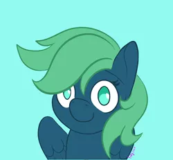 Size: 720x665 | Tagged: safe, artist:inkynotebook, derpibooru import, part of a set, oc, oc:emerald, unofficial characters only, pegasus, pony, bust, commission, image, pegasus oc, png, signature, simple background, smiling, solo, wings, ych result