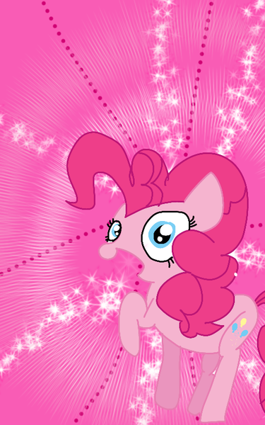 Size: 500x800 | Tagged: safe, artist:crossovercartoons, derpibooru import, pinkie pie, earth pony, pony, abstract background, cute, dots, happy, image, large hair, looking at you, png, shine, solo, sparkles