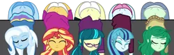 Size: 3240x1020 | Tagged: suggestive, artist:gmaplay, derpibooru import, juniper montage, sonata dusk, sunset shimmer, trixie, wallflower blush, equestria girls, equestria girls series, spoiler:eqg series (season 2), spoiler:eqg specials, agent aika, aika, aika zero, ass, ass up, bunset shimmer, butt, eyes closed, face down ass up, image, junibum montage, png, reference, simple background, sonata donk, the ass was fat, the great and powerful ass, transparent background, wallflower butt