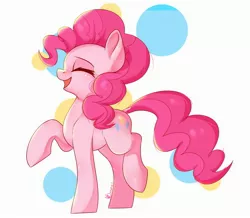 Size: 2594x2258 | Tagged: safe, artist:inaba_hitomi, derpibooru import, pinkie pie, earth pony, pony, cute, diapinkes, dock, eyes closed, female, high res, image, jpeg, mare, open mouth, pixiv, profile, solo