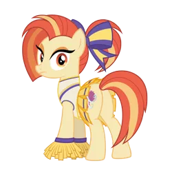 Size: 2500x2500 | Tagged: safe, artist:duskie-06, derpibooru import, shimmy shake, earth pony, pony, 2 4 6 greaaat, bottomless, butt, cheerleader, cheerleader outfit, clothes, clothes swap, cute, female, going commando, image, looking at you, looking back, mare, midriff, partial nudity, plot, png, rear view, simple background, skirt, solo, tanktop, technically an upskirt shot, transparent background, upskirt