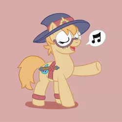 Size: 2000x2000 | Tagged: safe, artist:mediocremare, derpibooru import, ponified, earth pony, pony, female, glasses, image, jpeg, little witch academia, lotte yanson, mare, music notes, simple background, solo