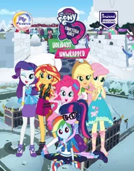 Size: 956x1221 | Tagged: safe, derpibooru import, edit, edited screencap, screencap, applejack, fluttershy, pinkie pie, rainbow dash, rarity, sci-twi, sunset shimmer, trixie, twilight sparkle, equestria girls, equestria girls series, holidays unwrapped, spoiler:eqg series (season 2), clothes, converse, dvd cover, humane five, humane seven, humane six, image, indonesia, indonesian, jpeg, o come all ye squashful, perdana record, pt. musik perdana kreativa, saving pinkie's pie, shoes