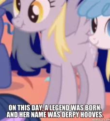 Size: 600x662 | Tagged: safe, derpibooru import, edit, edited screencap, screencap, derpy hooves, pegasus, pony, friendship is magic, background pony, brony history, caption, female, happy birthday mlp:fim, image, image macro, impact font, jpeg, mare, memeful.com, mlp fim's tenth anniversary, scrunchy face, solo focus, text