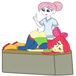 Size: 2952x2952 | Tagged: suggestive, alternate version, artist:gmaplay, derpibooru import, apple bloom, nurse redheart, equestria girls, anal insertion, ass up, bloom butt, butt, face down ass up, image, insertion, png, rectal thermometer