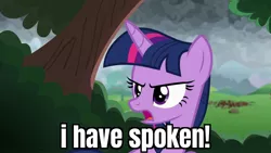 Size: 1920x1080 | Tagged: safe, derpibooru import, edit, edited screencap, screencap, twilight sparkle, alicorn, the ending of the end, angry, caption, crater, hole, image, image macro, jpeg, kuiil, solo, text, the mandalorian, tree, twilight sparkle (alicorn)