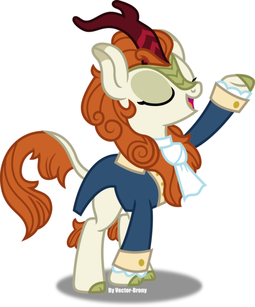 Size: 3927x4725 | Tagged: safe, artist:vector-brony, derpibooru import, autumn blaze, kirin, sounds of silence, absurd resolution, a kirin tale, broadway, clothes, eyes closed, female, hamilton, image, musical, open mouth, png, raised hoof, reference, simple background, singing, solo, transparent background, vector