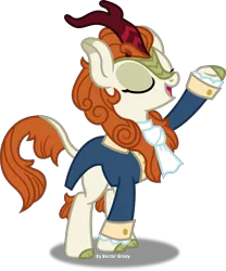 Size: 3927x4725 | Tagged: safe, artist:vector-brony, derpibooru import, autumn blaze, kirin, sounds of silence, absurd resolution, a kirin tale, broadway, clothes, eyes closed, female, hamilton, image, musical, open mouth, png, raised hoof, reference, simple background, singing, solo, transparent background, vector