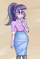 Size: 1200x1800 | Tagged: safe, artist:zachc, derpibooru import, sci-twi, twilight sparkle, equestria girls, clothes, female, glasses, image, long skirt, png, skirt, solo