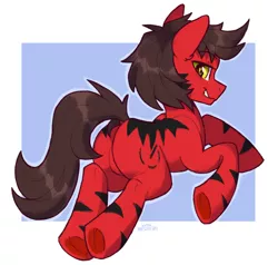 Size: 2000x1906 | Tagged: safe, artist:cherry_kotya, derpibooru import, oc, earth pony, pony, butt, colt, full body, image, looking at you, looking back, looking back at you, male, png, simple background, solo, stripes