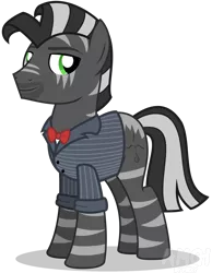 Size: 1508x1947 | Tagged: safe, artist:amgiwolf, derpibooru import, oc, unofficial characters only, zebra, bowtie, clothes, image, male, png, signature, simple background, smiling, solo, stallion, suit, transparent background, zebra oc