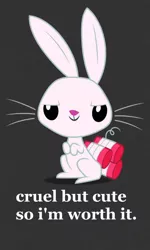 Size: 420x700 | Tagged: safe, derpibooru import, angel bunny, rabbit, angelbetes, animal, caption, clothes, cute, design, happy bunny, image, male, png, reference, shirt, shirt design, solo