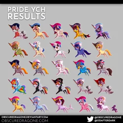 Size: 3820x3820 | Tagged: safe, artist:obscuredragone, derpibooru import, rainbow dash, trixie, twilight sparkle, oc, oc:altius volantis, oc:cadenza heartsong, oc:chasing dawn, oc:hrmnpfg, oc:thorinair, oc:violin melody, alicorn, earth pony, hybrid, original species, pegasus, pony, raccoon, raccoon pony, shark, shark pony, unicorn, alicorn oc, bisexual pride flag, chibi, commission, cute, female, flag, gray background, great britain, high res, hong kong, horn, image, leonine tail, lesbian, looking at you, lunar republic, male, mare, pansexual pride flag, png, pride, pride flag, sheet, shipping, simple background, spread wings, stallion, transgender, transgender pride flag, twixie, wings, ych result