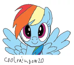 Size: 900x800 | Tagged: safe, artist:coolrainbow20, derpibooru import, rainbow dash, pegasus, pony, cute, dashabetes, derpibooru exclusive, description is relevant, digital art, drawing tablet, female, image, krita, multicolored hair, png, rainbow colored mane, simple background, solo, spread wings, wacom, white background, wings