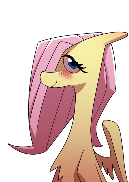 Size: 2480x3508 | Tagged: safe, artist:underpable, derpibooru import, fluttershy, pegasus, pony, blushing, image, png, simple background, white background