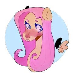 Size: 1009x1008 | Tagged: safe, artist:cloudysk1es, derpibooru import, fluttershy, pegasus, pony, beanbrows, blushing, bust, circle background, eyebrows, female, floating wings, image, mare, open mouth, png, portrait, simple background, solo, starry eyes, three quarter view, transparent background, wingding eyes, wings