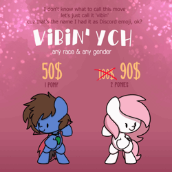 Size: 560x560 | Tagged: safe, artist:sugar morning, derpibooru import, oc, oc:bizarre song, oc:sugar morning, unofficial characters only, pegasus, pony, animated, announcement, cape, clothes, commission, couple, cute, dancing, female, frame by frame, gif, image, jewelry, male, mare, necklace, oc x oc, shipping, stallion, straight, sugarre, text, vibing, your character here
