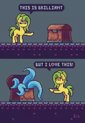 Size: 512x736 | Tagged: suggestive, artist:bitassembly, derpibooru import, oc, oc:bit assembly, earth pony, mimic, pony, image, meme, pixel art, png, tentacles