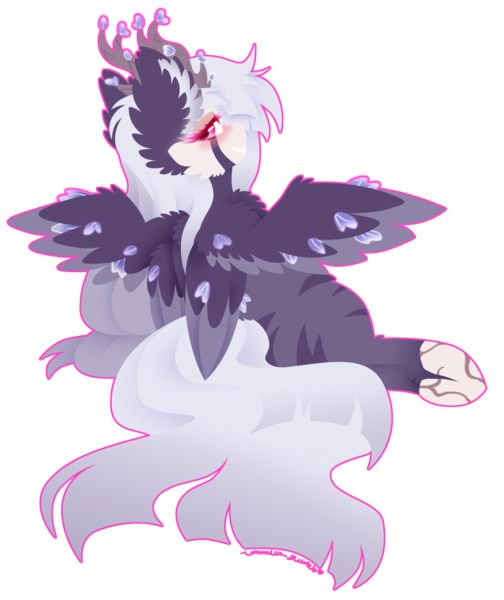 Size: 1268x1511 | Tagged: safe, artist:vanillaswirl6, derpibooru import, oc, oc:puppet, unofficial characters only, hybrid, 4 wings, antlers, image, png, simple background, transparent background