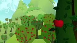 Size: 1280x720 | Tagged: safe, derpibooru import, screencap, hearts and hooves day (episode), apple, apple tree, background, food, image, no pony, png, scenic ponyville, sweet apple acres, tree